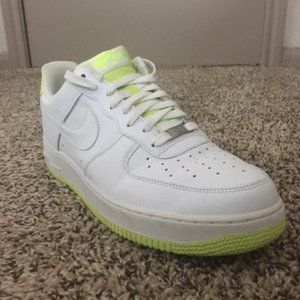 Nike Air Force 1, Size 11 White & Lime green